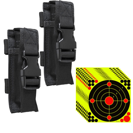NcSTAR Vism Pistol Magazine Black Pouch, 2-Pack w/12x12" Target Stickers,10-Pack
