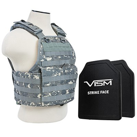NcSTAR Vism Ballistic Plate Carrier Vest, Two 10x12" PE Hard Plates, M-2XL, Camo
