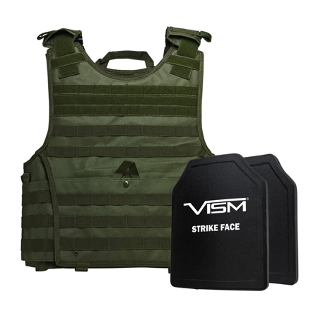 NcSTAR Vism Expert Ballistic Plate Carrier Vest, 10x12" Hard Plates, 2XL+, Green