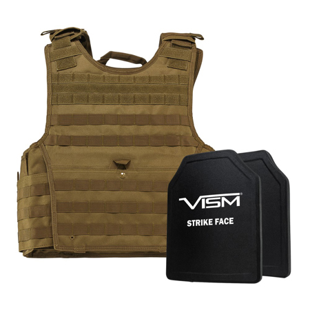NcSTAR Vism Expert Ballistic Plate Carrier Vest, 10x12" Hard Plates, 2XL+, Tan