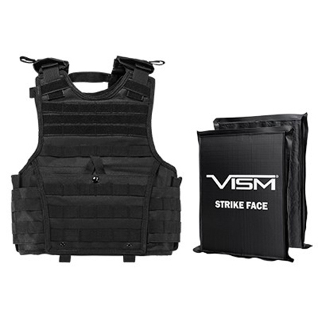 NcSTAR Vism Expert Ballistic Plate Carrier Vest with Two 8x10" Soft Panels, Fits X-Small to Small, Black