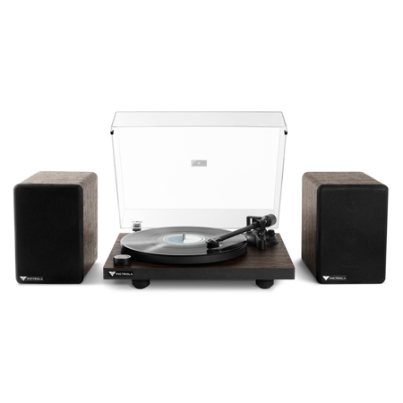 Victrola VTTS-1-ESP Premiere T1 Two-Speed Turntable System with Bluetooth and M1 Bookshelf Speakers