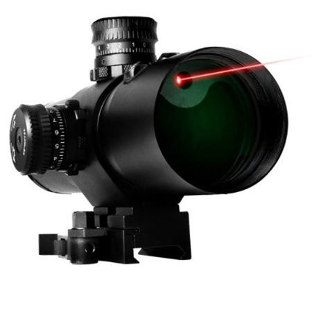 NcSTAR Vism CBT 3x42 Prismatic Rifle Scope with Red Laser, Mil-Dot Reticle