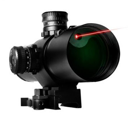 NcSTAR Vism CBT 4x50 Prismatic Rifle Scope with Red Laser, Mil-Dot Reticle