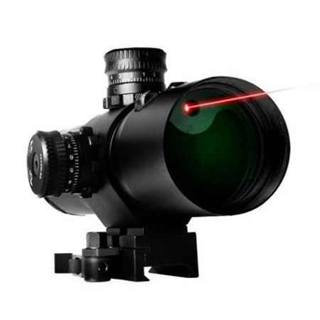 NcSTAR Vism CBT 3x42 Prismatic Rifle Scope with Red Laser, P4 Sniper Reticle