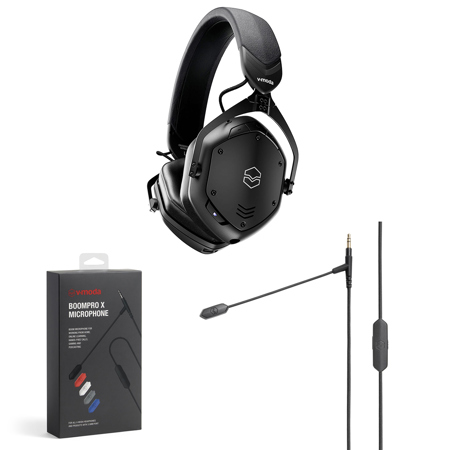 V-MODA Crossfade 3 Wireless Over-Ear Headphones, Bundle with BoomPro X Microphone, Matte Black