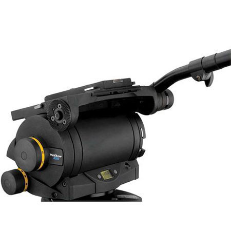 Vinten Vector 450 Pan and Tilt Head, Spherical Base with EPF Quickfit Adaptor, and Wedge Plate, Supports 22-99 lbs