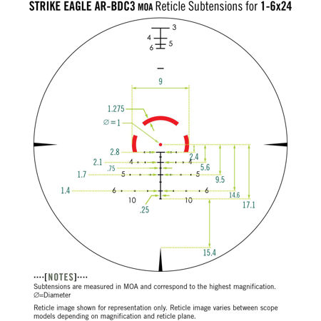Vortex Optics 1-8x24 Strike Eagle Riflescope, Illum SFP AR-BDC3