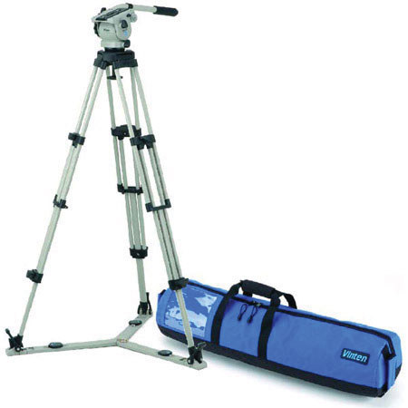 Vinten Vision 3 Tripod System, with Vision 3 Fluid Head, 1-Stage Carbon Fiber Pozi-Loc Tripod, On-Ground Spreader & Soft Case, Supports 22 lbs