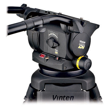 Vinten Vision 250 Fluid Head w/3-Section Carbon Fiber Tripod, Mid-Level Spreader