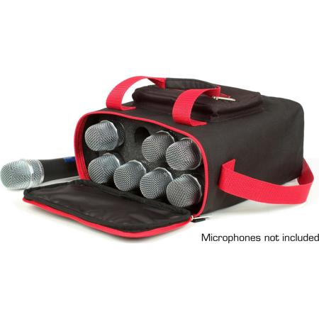 VocoPro BAG-8 Heavy-Duty Carrying Bag for Microphones, Black/Red Trim