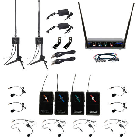 VocoPro Boost 600' Long-Range Digital Wireless Mic System, w/4x Headset/Lav Mics