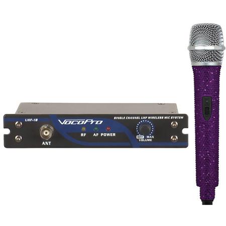 VocoPro UHF-18 DIAMOND 1-Ch Crystal Encrusted UHF Wireless Mic System, Amethyst