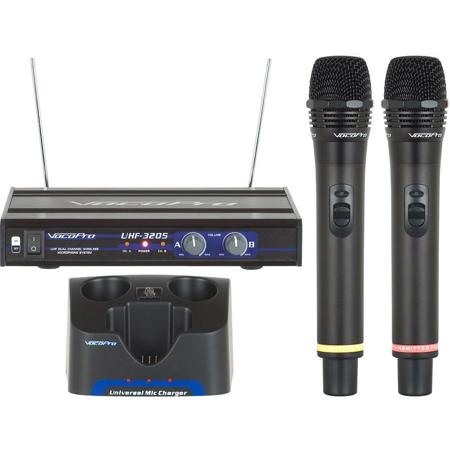 VocoPro UHF-3205-6 UHF Dual-Channel Wireless Mic System, O, P, PII Frequency Set