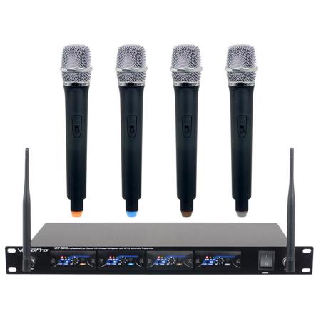 VocoPro Professional Four Channel UHF Wireless Mic System w/16 PLL Swtch FR T2