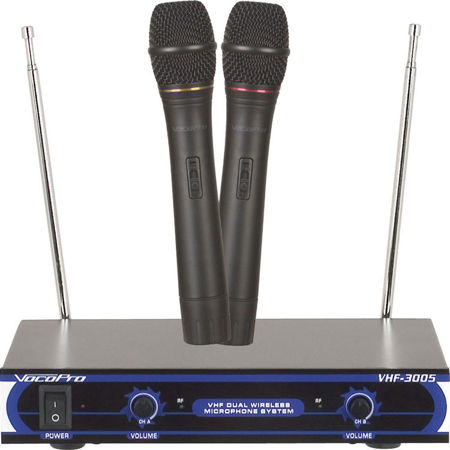 VocoPro VHF-3005 Dual Channel VHF Wireless Microphone System, Frequency A and B