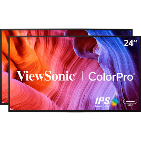 ViewSonic ColorPro VP2468a_H2 24" 16:9 Full HD USB-C Docking IPS LED Monitor, 2-Pack