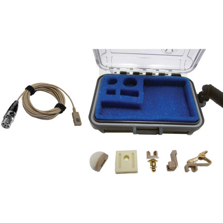 Voice Technologies VT506WATER Waterproof Omni Lavalier Mic with TA4F Connector for Shure and Sabine, 40Hz-20kHz Frequency Response, 3kOhms Impedance, Beige