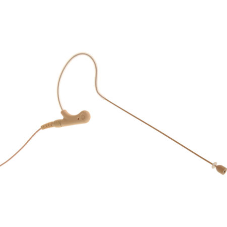 Voice Technologies VT910DC Omnidirectional Condenser Earhanger Microphone with Unterminated 2-Wire Pigtail, Beige