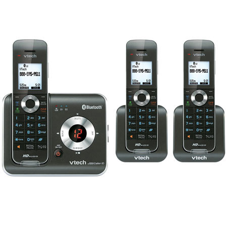 VTech DS6421 DECT 6.0 Expandable Cordless Phone System, 3 Handset