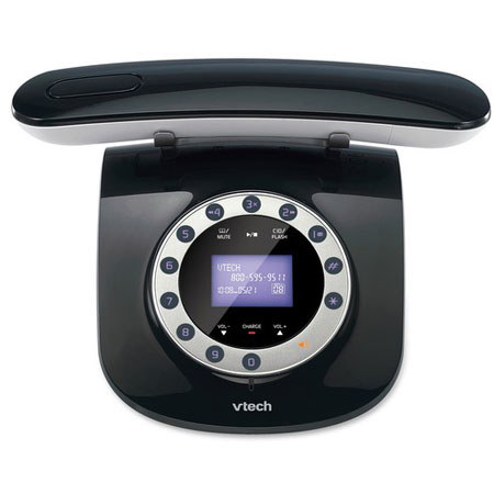 VTech LS6195 DECT 6.0 Retro Cordless Phone, Black