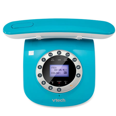 VTech LS6195 DECT 6.0 Retro Cordless Phone, Blue