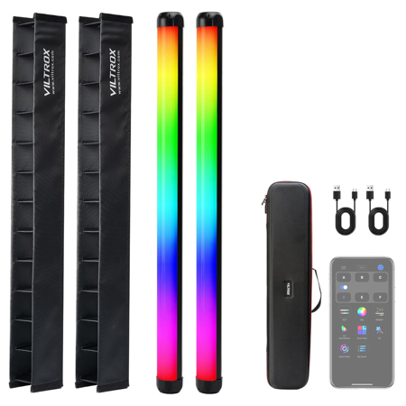 Viltrox Weeylite K60 22.8" 20W RGB LED Light Stick, Black, 2-Pack