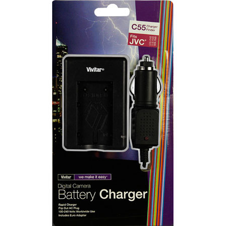 Vivitar VIVSC808 Charger with Flip-Out AC Plug, JVC BNV