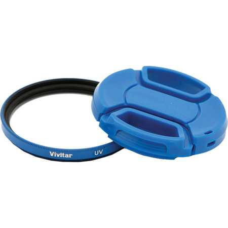 Vivitar 55mm UV Filter and Snap-On Lens Cap, Blue