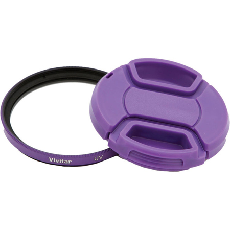 Vivitar 58mm UV Filter and Snap-On Lens Cap, Purple