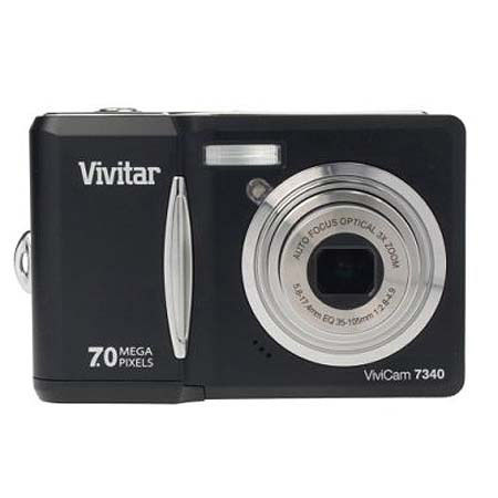 Vivitar ViviCam VC-7340 7.0 Megapixel Digital Camera, 3x Optical Zoom, 5x Digital, with 2.4" LCD Display, Black