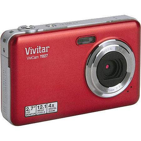 Vivitar ViviCam T027 Digital Camera, Strawberry