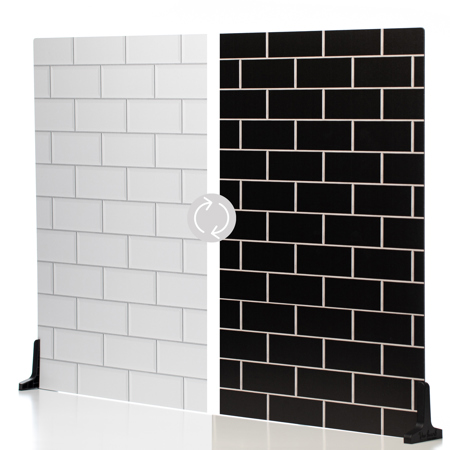 V-FLAT WORLD Duo Board - 30x40" Double Sided Surface Board, White Subway Tile/Ebony Subway Tile