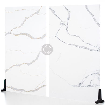 V-FLAT WORLD Duo Board - 30x40" Double Sided Surface Board, Carrara Blue/Calacatta Gold