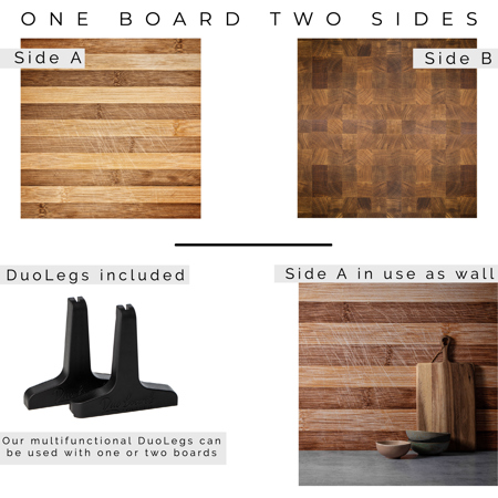 V-FLAT WORLD Duo Board - 24x24" Surface Board, Aged Cutting Board/Butchers Board