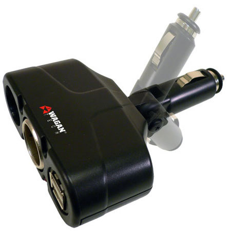Wagan 2438 Twin USB/DC Socket Traveler Adaptr