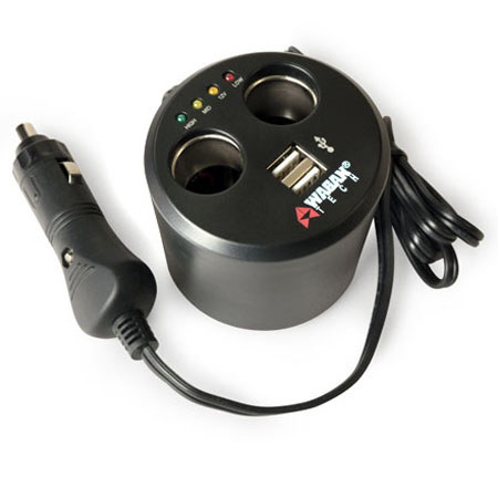 Wagan 2537-5 Twin USB/DC Sockets Cupholder Adaptr