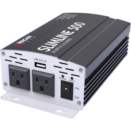 Wagan SlimLine 500W 12 VDC to 115 VAC Power Inverter