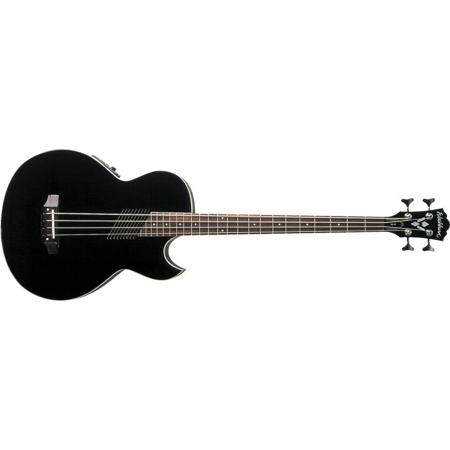 Washburn Acoustic Bass AB10BK 4-String Cutaway Guitar, Slotted Soundhole, Black