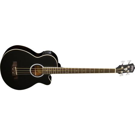 Washburn Acoustic Bass AB5BK 4-String Cutaway Guitar, Round Soundhole, Black