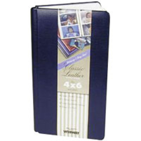 Webway Model 64, Expandable Classic Portrait Album with Solid Blue Covers, Holds 24 4x6" Photos, 3 Per Page