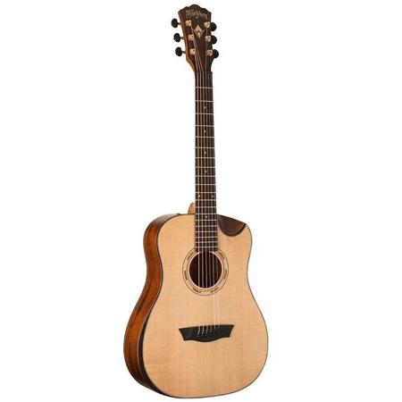 Washburn WCGM15SK Dreadnought Semi Cutaway 6-String Acoustic Guitar, Natural