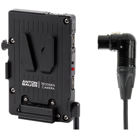 Wooden Camera Pro V-Mount Plate with 4-Pin XLR Right Angle Connector for Digital Bolex, Blackmagic Studio Camera, Sony F55/F5, Canon C500mkII