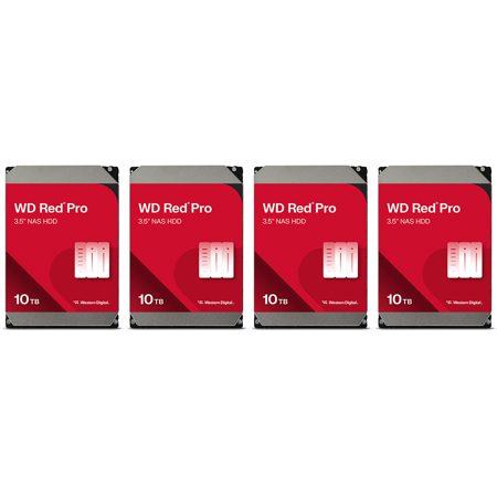 WD Red Pro 3.5" SATA III Internal NAS Hard Drive 10TB 512MB Cache 4-Pack