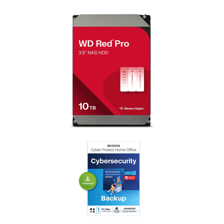 WD Red Pro 10TB 3.5" SATA III Internal NAS Hard Drive, Bundle with Cyber Protect Home Office Advanced License