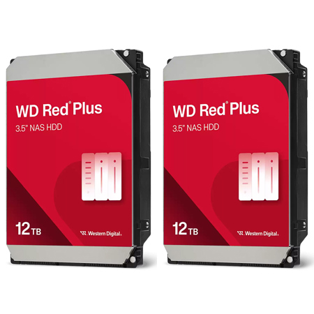WD Red Plus 3.5" SATA III Internal NAS Hard Drive 12TB 2-Pack