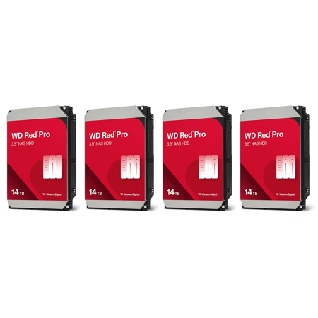 WD Red Pro 3.5" SATA III Internal NAS Hard Drive 14TB 512MB Cache 4-Pack
