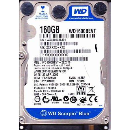 WD AV-25 160GB Notebook Hard Drive, Single Pack