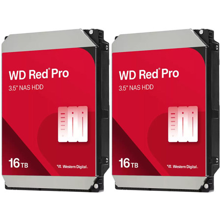 WD Red Pro 3.5" SATA III Internal NAS Hard Drive 16TB 512MB Cache 2-Pack