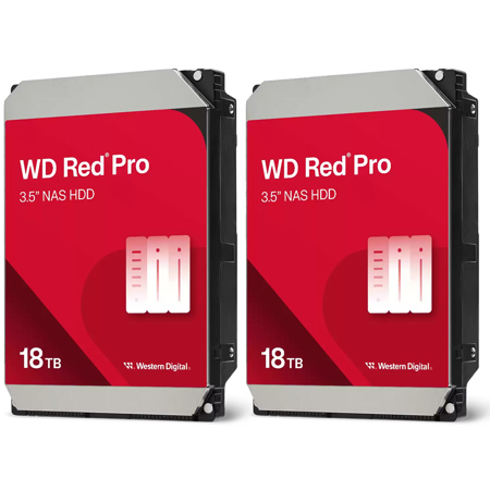 WD Red Pro 3.5" SATA III Internal NAS Hard Drive 18TB 512MB Cache 2-Pack